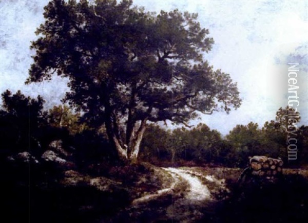 Paysage De La Foret De Fontainbleau Oil Painting - Leon Richet