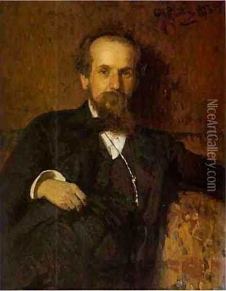 Portrait Of The Artist Pavel Tchistyakov 1878 Oil Painting - Ilya Efimovich Efimovich Repin