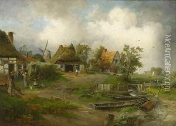 Dorfliches Idyll. Oil Painting - Paul Koster