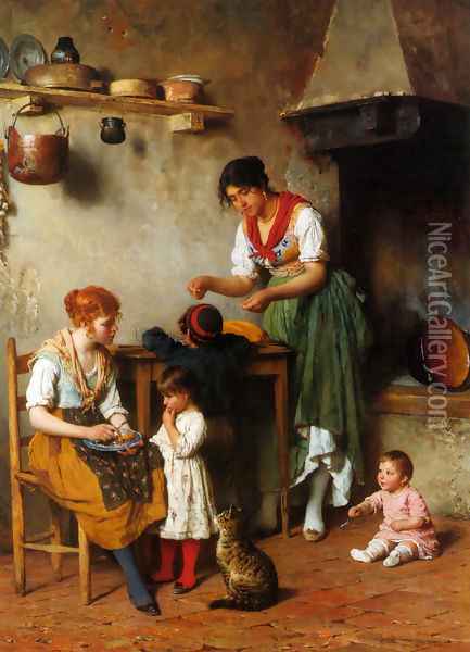 A Helping Hand Oil Painting - Eugene de Blaas