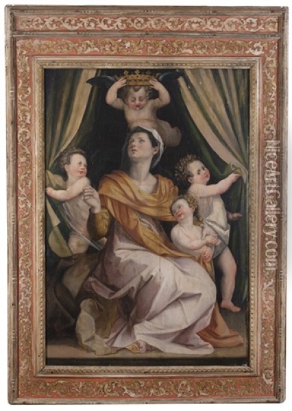 Madonna Col Bambino E Angeli Oil Painting - Jacopo del Conte