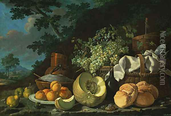 The Afternoon Meal Oil Painting - Luis Egidio Menendez or Melendez