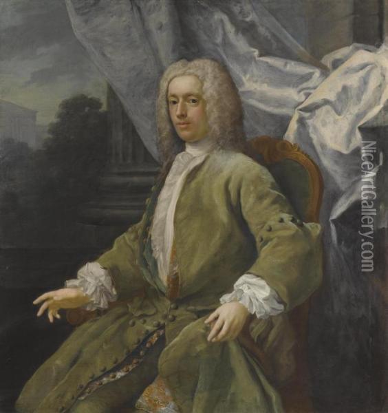 Portrait Of A Seated Gentleman Oil Painting - Jacopo (Giacomo) Amigoni