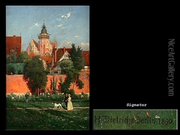 An Der Stadtmauer Von Salzwedel In Der Altmark Oil Painting - Hermann Dietrichs