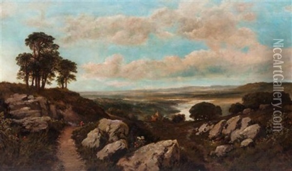 Landscape With Fisherman Oil Painting - Edmund John Niemann