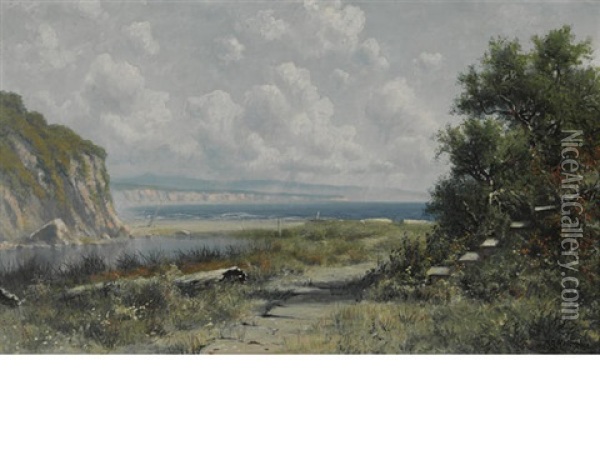 View Of Drakes Beach, California Oil Painting - Ransom Gillet Holdredge