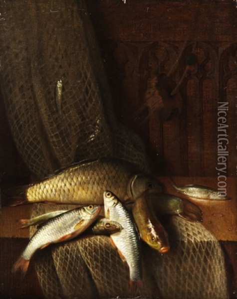 Stilleben Mit Flussfischen Oil Painting - Claudius Pizetta