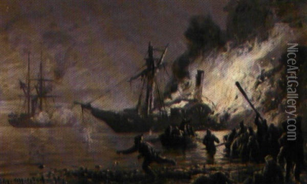 Scene Fra Trearskrigen Oil Painting - Christian Ferdinand Andreas Molsted