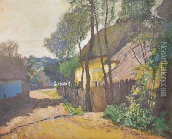 Sunny Village Green Oil Painting - Alois Kalvoda
