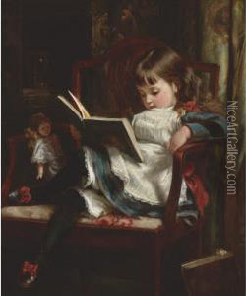 Reading Bluebeard Oil Painting - Alfred Morgan