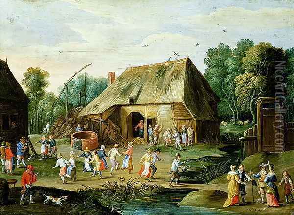 Gentry at a Peasant Dance Oil Painting - Jan van Kessel