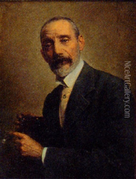 Man Med Cigarr Oil Painting - Lorenzo Valles