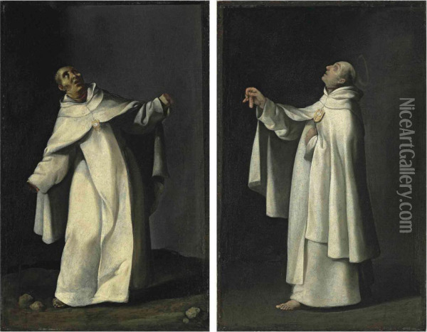 Friar Pedro De Beteta; And Friar Guillermo De Valencia Oil Painting - Francisco De Zurbaran