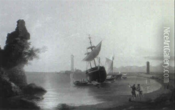 View Of Livorno Oil Painting - Pietro Della Valle