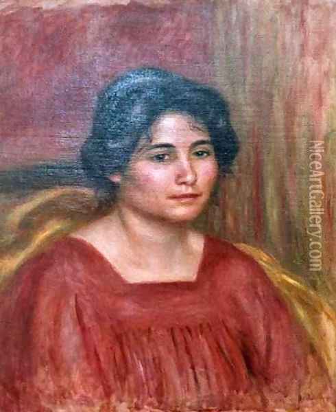 Gabrielle in a Red Dress Oil Painting - Pierre Auguste Renoir