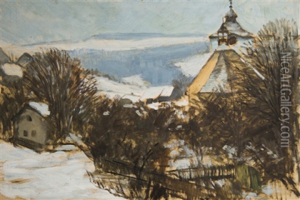 Winter Landscape Oil Painting - Gustav Macoun