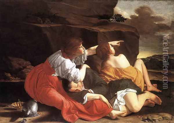 Lot and his Daughters (Lot e le figlie) Oil Painting - Orazio Gentileschi