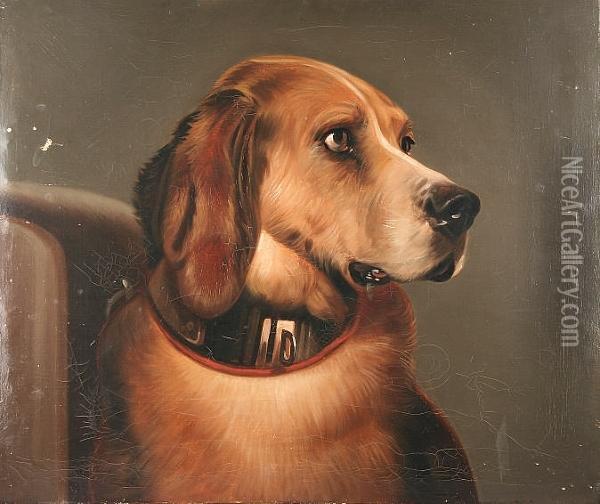'landseer's Bloodhound' Oil Painting - William Mitchell Of Maryport