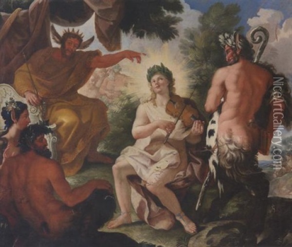 La Sfida Di Apollo E Marsia Oil Painting - Paolo de Matteis