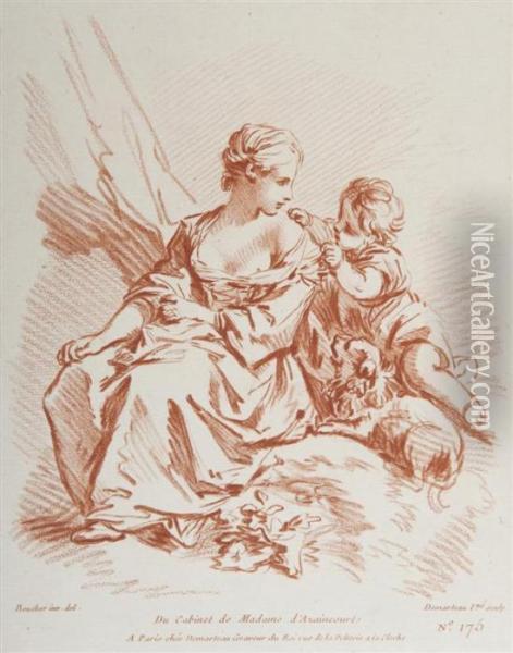 Mere Et Enfant, No. 175 Oil Painting - Gilles I Demarteau