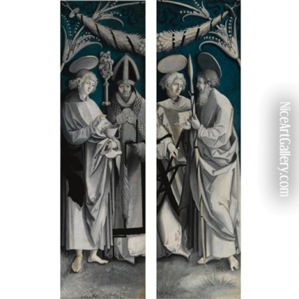 Saint John The Evangelist And Saint Erasmus (+ Saint Laurence And Saint Thomas; Pair) Oil Painting - Hans (Suess von) Kulmbach