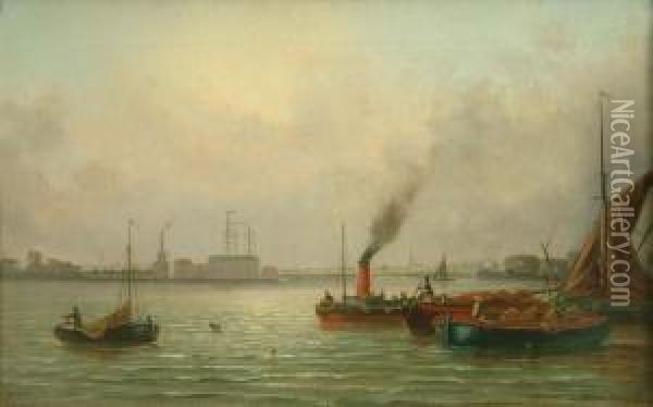 A Shipping Scene Oil Painting - Millson Hunt