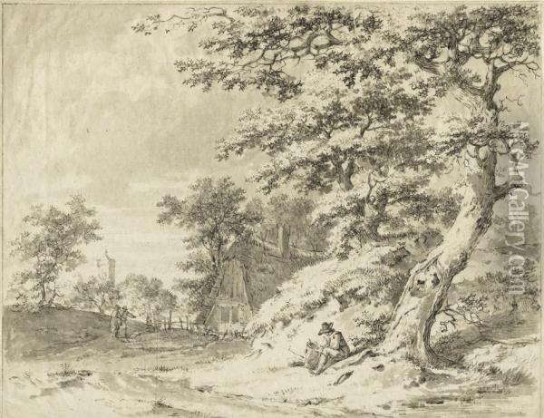 Dorfliche Landschaft Oil Painting - Pieter Bartholomeusz. Barbiers IV