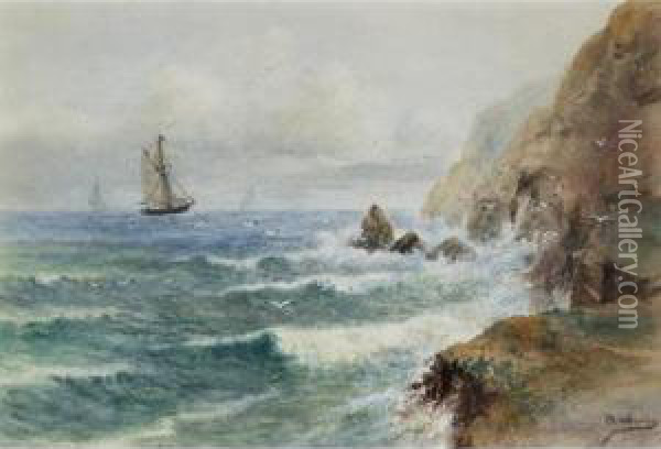 Coastal Scene With Ships Oil Painting - Thomas Harrison Wilkinson