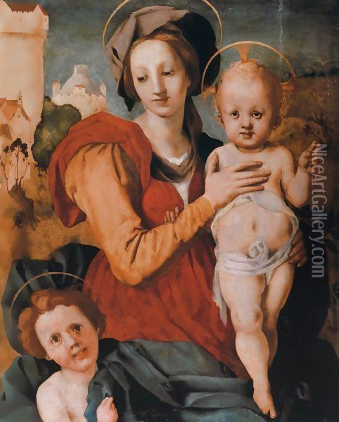 Madonna and Child with the Young St John the Baptist Oil Painting - (Jacopo Carucci) Pontormo