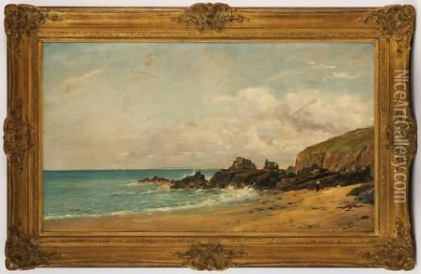 Paysage Cotier Anime Oil Painting - Paul-Louis-Frederic Liot