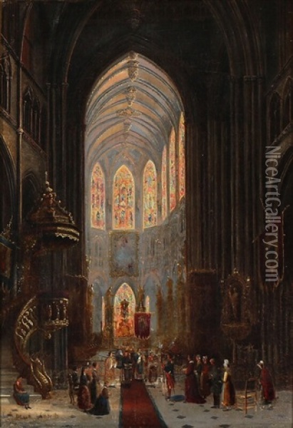 Interior Fra Den Gotiske St Oil Painting - David Roberts
