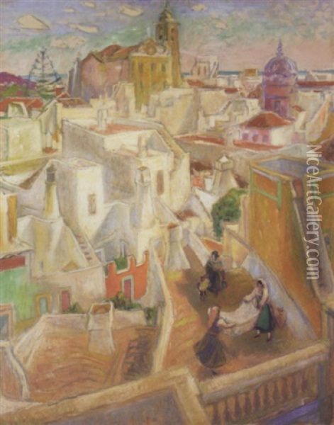 A Moroccan Village Oil Painting - Alexander (SC) Munro