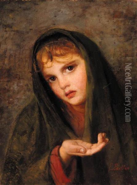 A Young Beggar-girl Oil Painting - Francesco Bettio