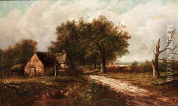 A Cottage In A Summer Landscape Oil Painting - Joseph Thors