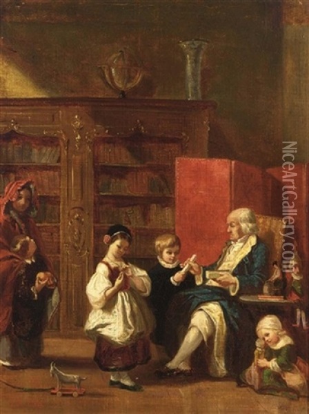 A Happy Family Oil Painting - Johannes Hubertus van Hove