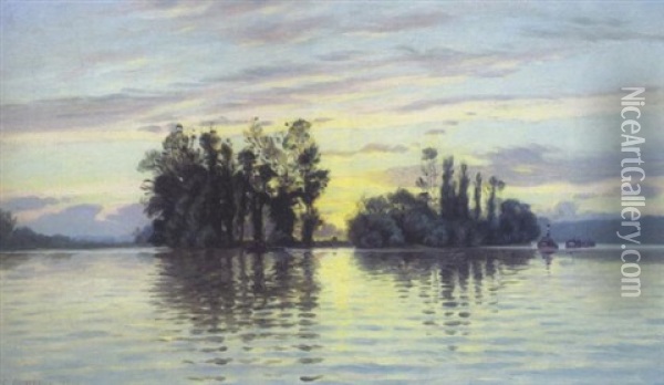 Coucher Du Soleil A Herblay Oil Painting - Charles Victor Guilloux