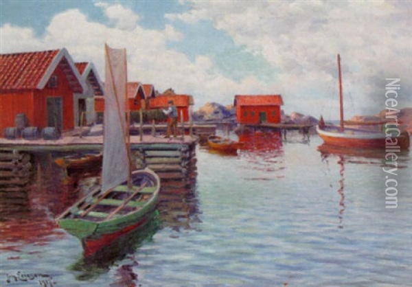 Fiskelage, Bohuslan Oil Painting - Johan Ericson