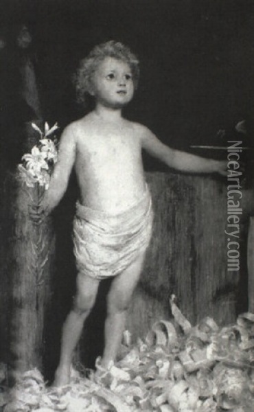 And The Child Grew, Waxed Strong In Spirit Oil Painting - Alfred Edward Emslie