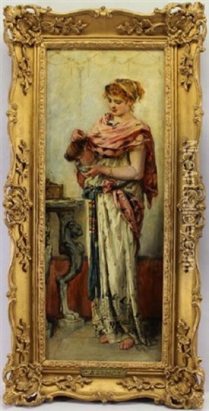 Maiden Pouring Wine Oil Painting - Maria (Philips-Weber) Weber