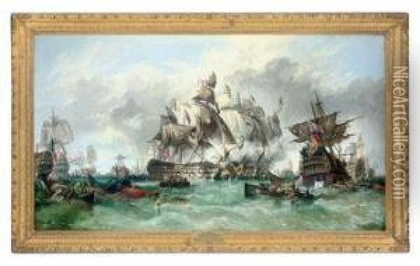 Trafalgar: Almost The End Of The Day, With Victory Assured Oil Painting - William Stuart