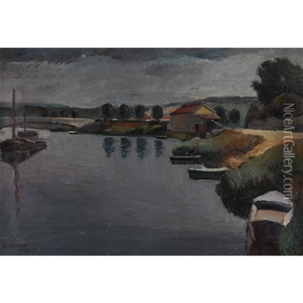 Flusspartie Mit Kahn Oil Painting - Georges Darel
