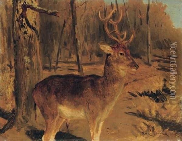 Stag In The Forest Oil Painting - Rosa Bonheur