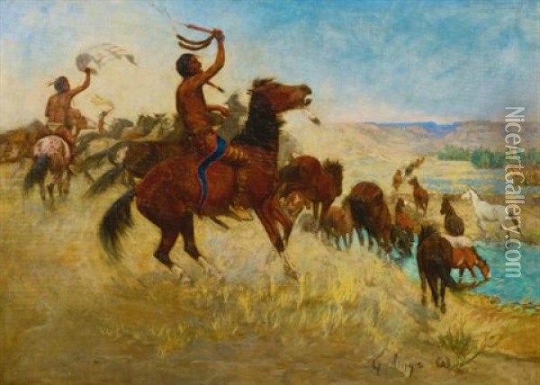 The Stolen Ponies Oil Painting - Elling William Gollings