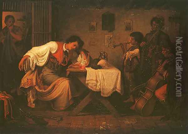 Woebegone Highwayman (Busulo Betyar) 1865 Oil Painting - Mihaly Munkacsy