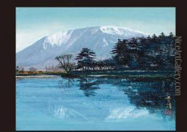 Remaining Snow In Mt. Ibuki Oil Painting - Yuko Watanabe