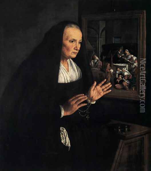 Portrait of a Widow at her Devotions Oil Painting - Leandro Bassano