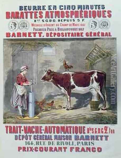 Advertisement for the Atmospheric Churn and Automatic Milking Machine Oil Painting - Jules Gras