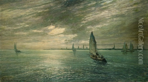 Blick Auf Venedig In Der Abenddammerung Oil Painting - Willy Stoewer