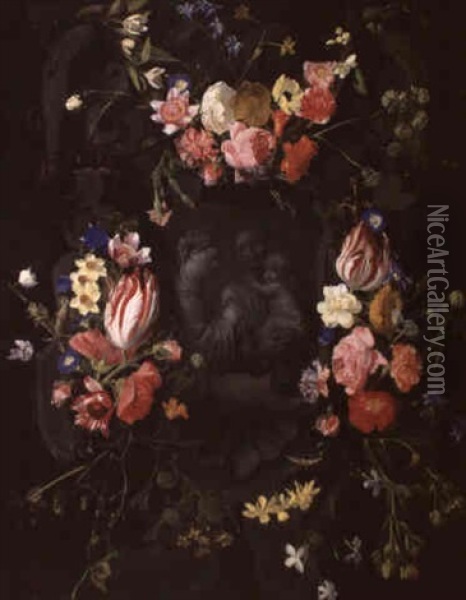 Guirlande De Fleurs Oil Painting - Jan van Kessel the Elder