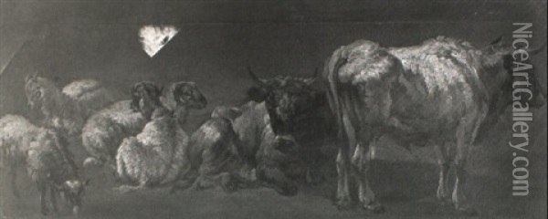 A Study Of Sheep And Cattle Oil Painting - Balthasar Paul Ommeganck
